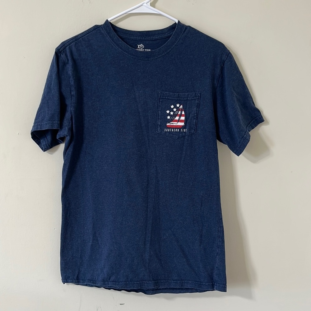 Southern Tide Navy Patriotic Sail Heathered T-Shirt Size Small - Picture 3 of 6